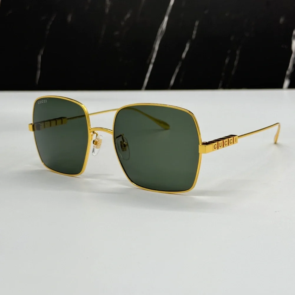 NEW GUCCI SUNGLASSES, GOLD GRAY SQUARE UNISEX EYEWEAR GUCCI